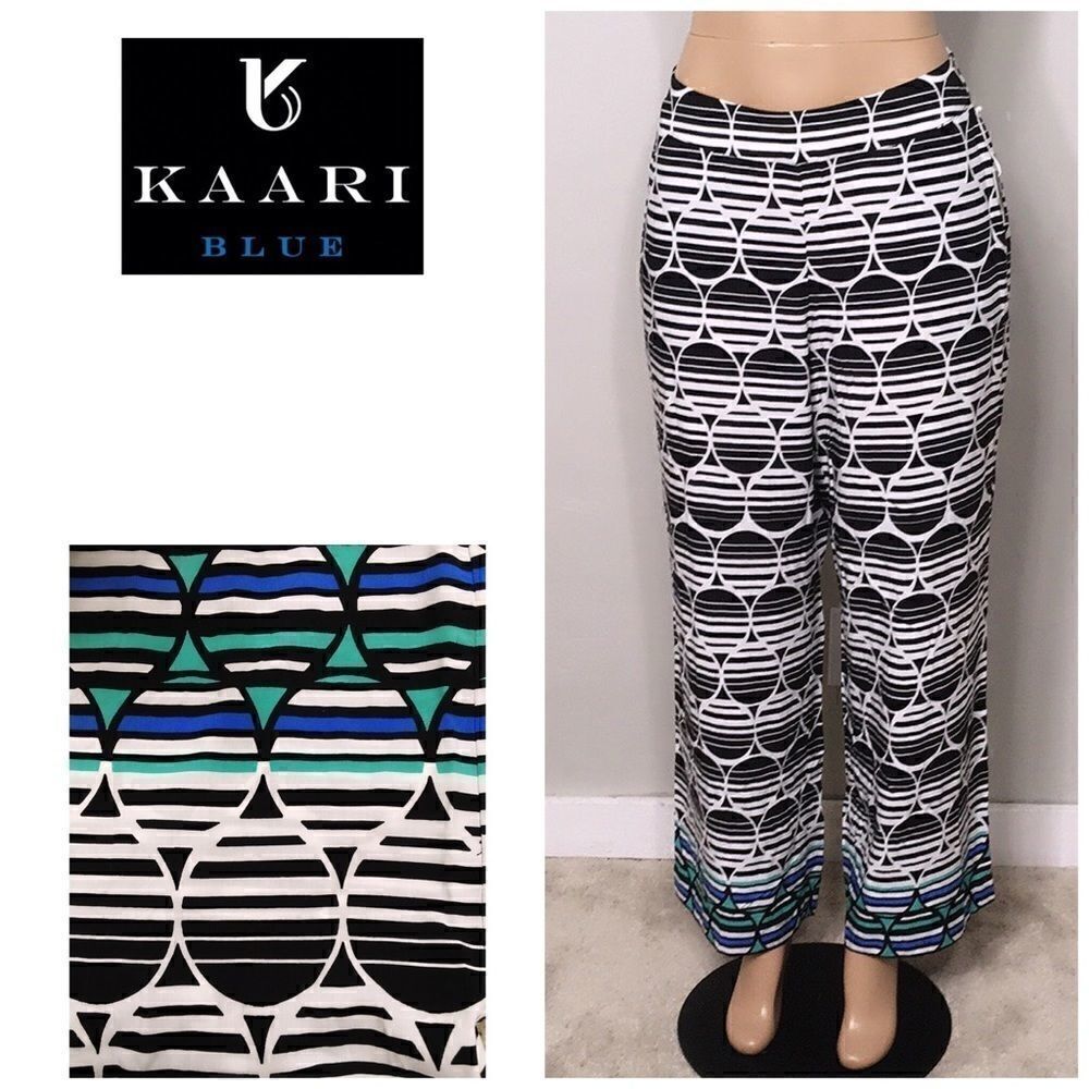Comfy high waisted stretch border pant. NWT